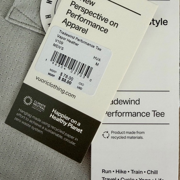 Vuori NWT Men’s Tradewind Performance Tee in light gray Size M - Picture 6 of 7